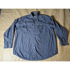 Wrangler Riggs workwear men's blue long sleeve button up size XXL